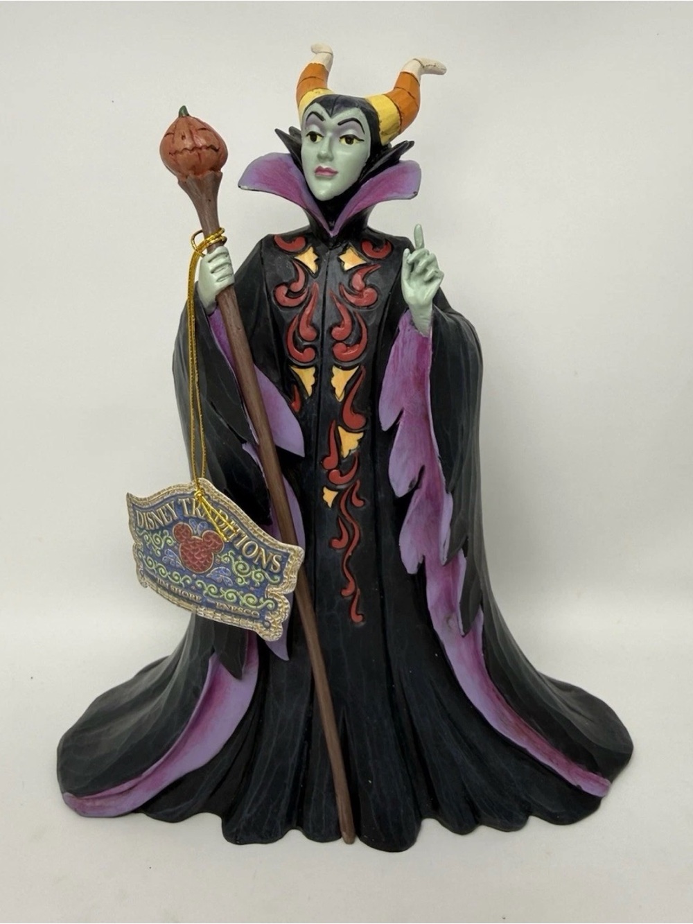 Jim Shore Disney Collectible Maleficant Resin Sculpture with Yellow Horns